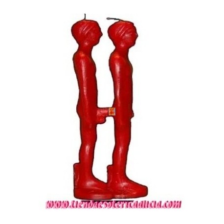 Vela Pareja Hombres Roja 20 Cm.