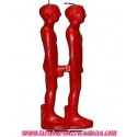 Vela Pareja Hombres Roja 20 Cm.